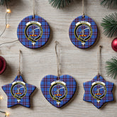 Elliot Modern Tartan Crest Christmas Ceramic Ornament