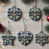 Gordon Dress Modern Tartan Crest Christmas Ceramic Ornament