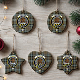 Graham of Menteith Weathered Tartan Crest Christmas Ceramic Ornament