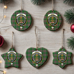 Gray Hunting Tartan Crest Christmas Ceramic Ornament