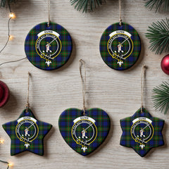 Gunn Modern Tartan Crest Christmas Ceramic Ornament