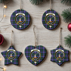 Guthrie Modern Tartan Crest Christmas Ceramic Ornament