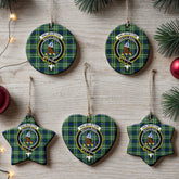 Haliburton Tartan Crest Christmas Ceramic Ornament