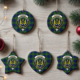 Johnson Modern Tartan Crest Christmas Ceramic Ornament