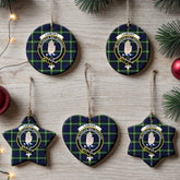 Lamont Modern Tartan Crest Christmas Ceramic Ornament