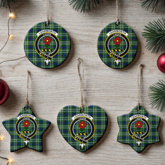 Learmonth Tartan Crest Christmas Ceramic Ornament