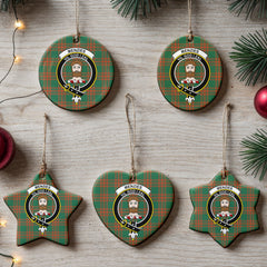 Menzies Green Ancient Tartan Crest Christmas Ceramic Ornament