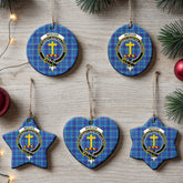 Mercer Modern Tartan Crest Christmas Ceramic Ornament