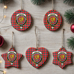 Sinclair Modern Tartan Crest Christmas Ceramic Ornament