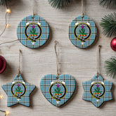 Thomson Blue Tartan Crest Christmas Ceramic Ornament