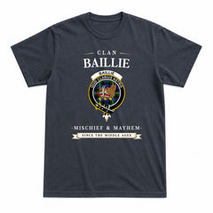 Baillie Modern Tartan Crest Mischief and Mayhem T-shirt