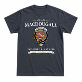 MacDougall Ancient Tartan Crest Mischief and Mayhem T-shirt