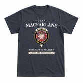 MacFarlane Modern Tartan Crest Mischief and Mayhem T-shirt