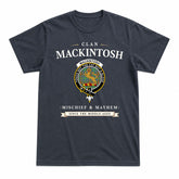 MacKintosh Hunting Ancient Tartan Crest Mischief and Mayhem T-shirt