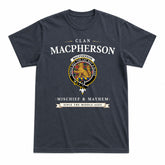 MacPherson Ancient Tartan Crest Mischief and Mayhem T-shirt