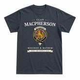 MacPherson Weathered Tartan Crest Mischief and Mayhem T-shirt