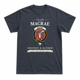 MacRae Ancient Tartan Crest Mischief and Mayhem T-shirt