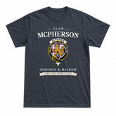 McPherson Hunting Modern Tartan Crest Mischief and Mayhem T-shirt