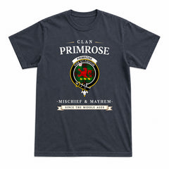 Primrose Tartan Crest Mischief and Mayhem T-shirt