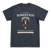 Robertson Hunting Modern Tartan Crest Mischief and Mayhem T-shirt