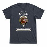 Skene Modern Tartan Crest Mischief and Mayhem T-shirt