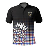 Boswell Modern Tartan Crest Polo Shirt - Thistle Black Style
