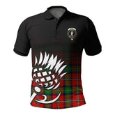 Boyd Modern Tartan Crest Polo Shirt - Thistle Black Style