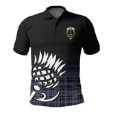 Clark Modern Tartan Crest Polo Shirt - Thistle Black Style