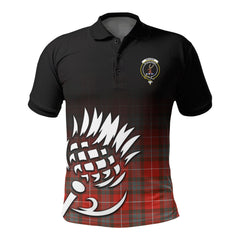 Fraser (of Lovat) Weathered Tartan Crest Polo Shirt - Thistle Black Style