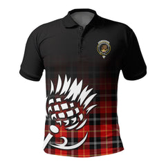 Marjoribanks Tartan Crest Polo Shirt - Thistle Black Style