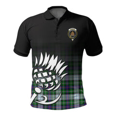 McKenzie Dress Modern Tartan Crest Polo Shirt - Thistle Black Style