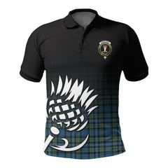 Robertson Hunting Ancient Tartan Crest Polo Shirt - Thistle Black Style