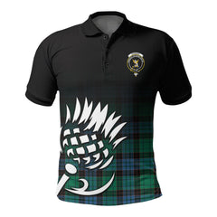 Stewart Old Ancient Tartan Crest Polo Shirt - Thistle Black Style