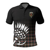 Sutherland Weathered Tartan Crest Polo Shirt - Thistle Black Style