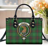 Halkett Tartan Crest Leather Handbag