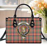 Stewart Royal Ancient Tartan Crest Leather Handbag
