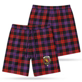 Brown Modern Tartan Crest Men's Beach Shorts