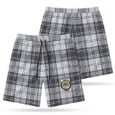 Douglas Grey Modern Tartan Crest Men's Beach Shorts