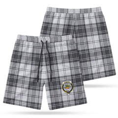 Douglas Grey Modern Tartan Crest Men's Beach Shorts