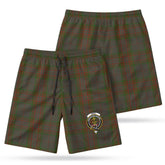Gray Tartan Crest Men's Beach Shorts