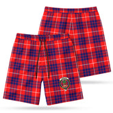 Hamilton Modern Tartan Crest Men's Beach Shorts
