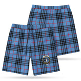 McKay Blue Tartan Crest Men's Beach Shorts