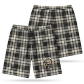 Menzies Black - White Ancient Tartan Crest Men's Beach Shorts