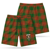 Menzies Green Modern Tartan Crest Men's Beach Shorts