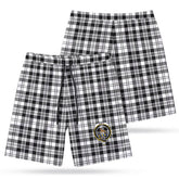 Scott Black & White Modern Tartan Crest Men's Beach Shorts