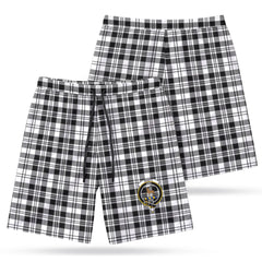 Scott Black & White Modern Tartan Crest Men's Beach Shorts