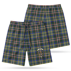 Scott Green Modern Tartan Crest Men's Beach Shorts