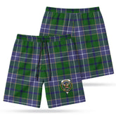 Wishart Hunting Tartan Crest Men's Beach Shorts