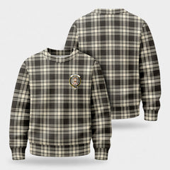 Menzies Black - White Ancient Tartan Crest Sweater