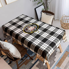 MacFarlane Black - White Tartan Crest Tablecloth